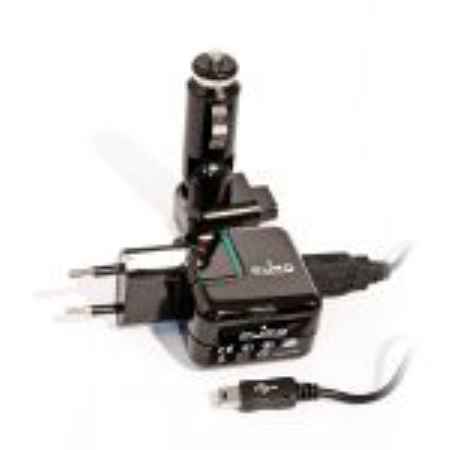 Купить Зарядное устройство PURO Travel Power+ Car Charger (авто-адаптер, USB порт+BB,HTC,MOT,SNY, черная)